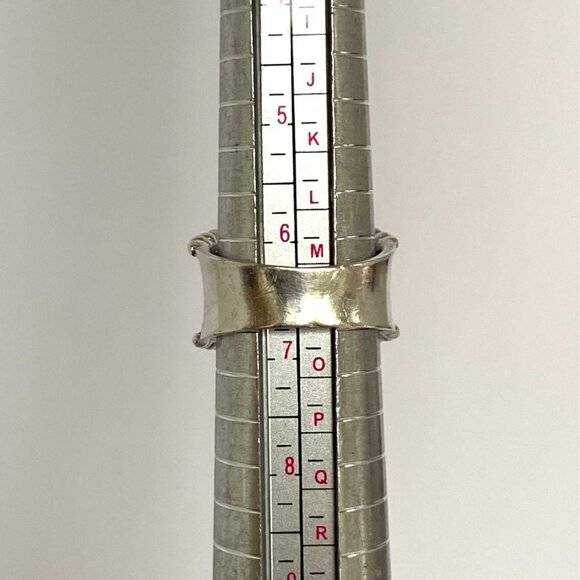 Sterling Silver 925 Curved Pierced Scrollwork 0.5" Wide Band Ring Size 6.5 - Picture 9 of 16